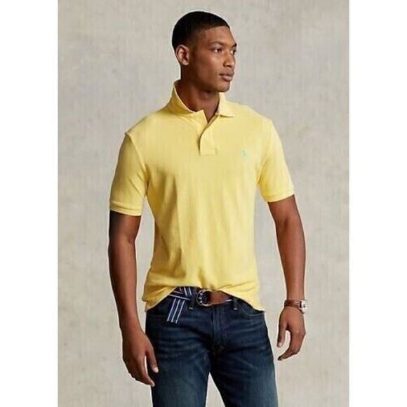 Polo Ralph Lauren Men Sz L Yellow Custom Slim Fit Cotton S/S Polo Shirt $90 - Picture 6 of 7